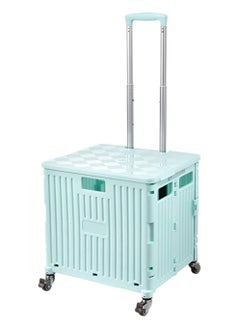 Foldable Plastic Shopping Trolley Cart with Storage Box | Portable Utility Trolley for Groceries, Travel, Office & Home Use, Lightweight with Durable Wheels, Compact Foldable Design