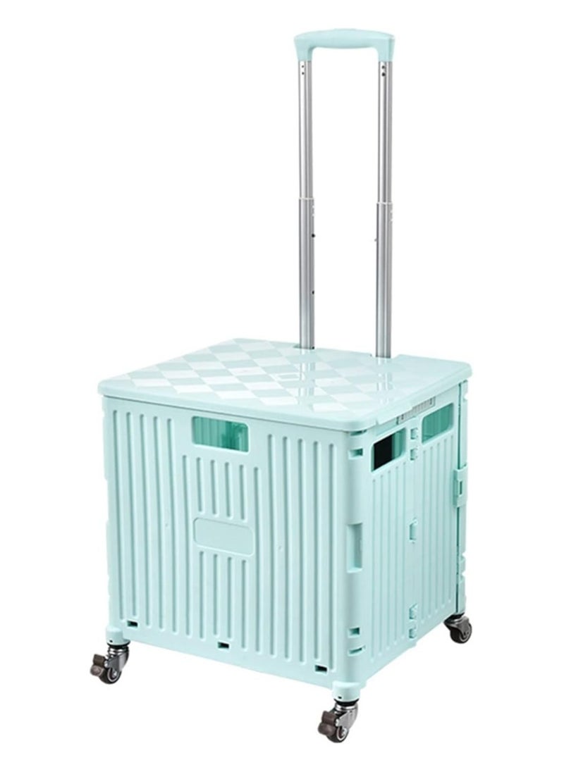Generic - Foldable Plastic Shopping Trolley Cart with Storage Box | Portable Utility Trolley for Groceries, Travel, Office & Home Use, Lightweight with Durable Wheels, Compact Foldable Design - Image 1
