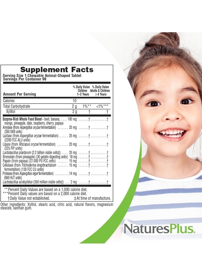 NaturesPlus ناتشرز بلس أنيمال باريد مصدر الحياة مكمل هضمي للأطفال - نكهة الفواكه الاستوائية - 90 قرص على شكل حيوانات - يحتوي على بروبيوتيك حي - نباتي، خالي من الغلوتين - 90 حصة - Image 5