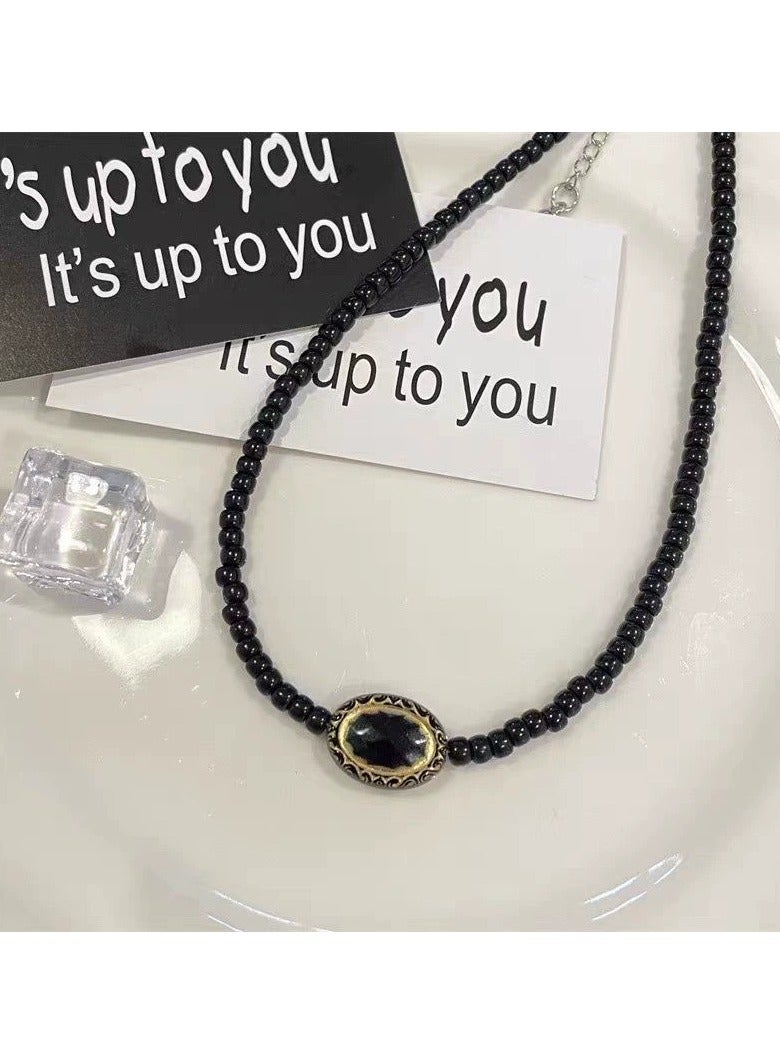 Goolsky Vintage Baroque Black Gold Beaded Choker Necklace for Women – Versatile Statement Clavicle Chain Jewelry, Formal/Party Wear - Image 2