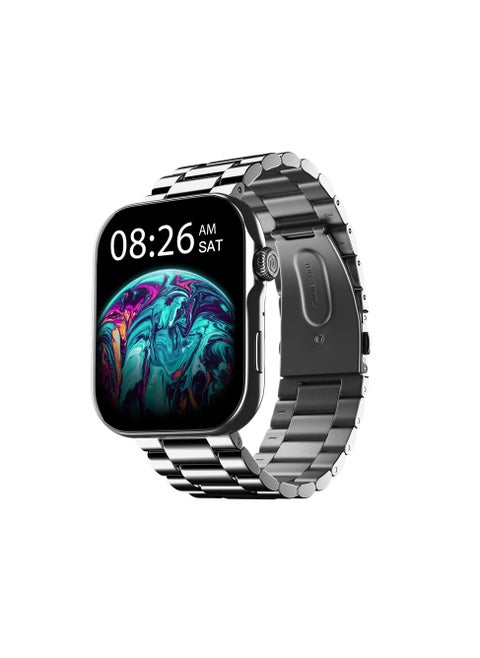 Noise ColorFit Ultra 3 Bluetooth Calling Smart Watch with Biggest 1.96" AMOLED Display, Premium Metallic Build, Functional Crown, Gesture Control with Metallic Strap (Glossy Silver: Elite Edition)