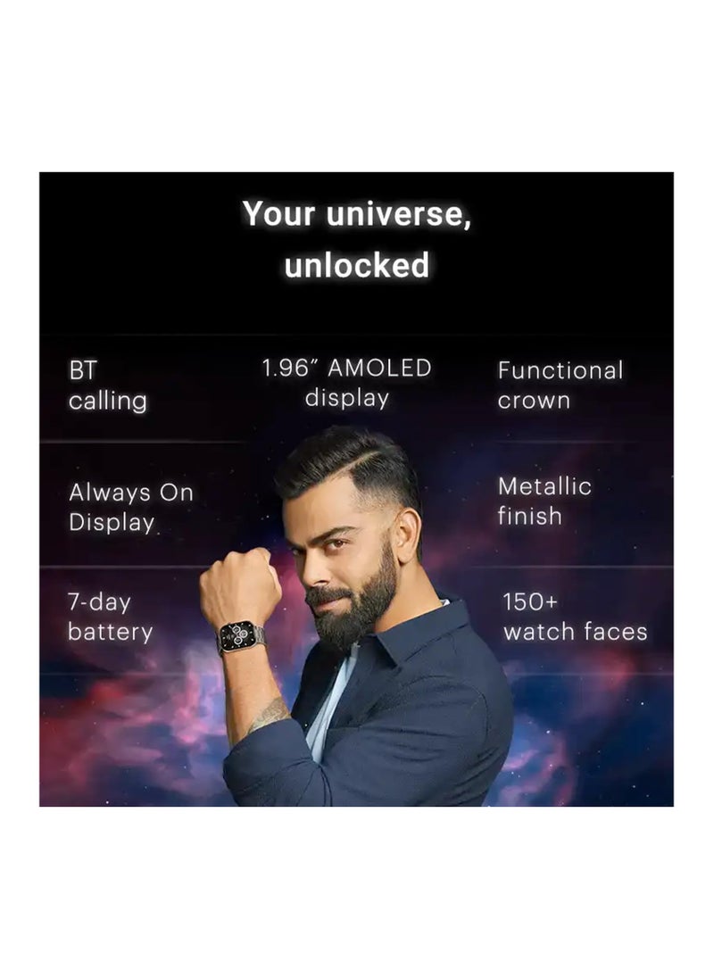 Noise ColorFit Ultra 3 Bluetooth Calling Smart Watch with Biggest 1.96" AMOLED Display, Premium Metallic Build, Functional Crown, Gesture Control with Metallic Strap (Glossy Silver: Elite Edition)