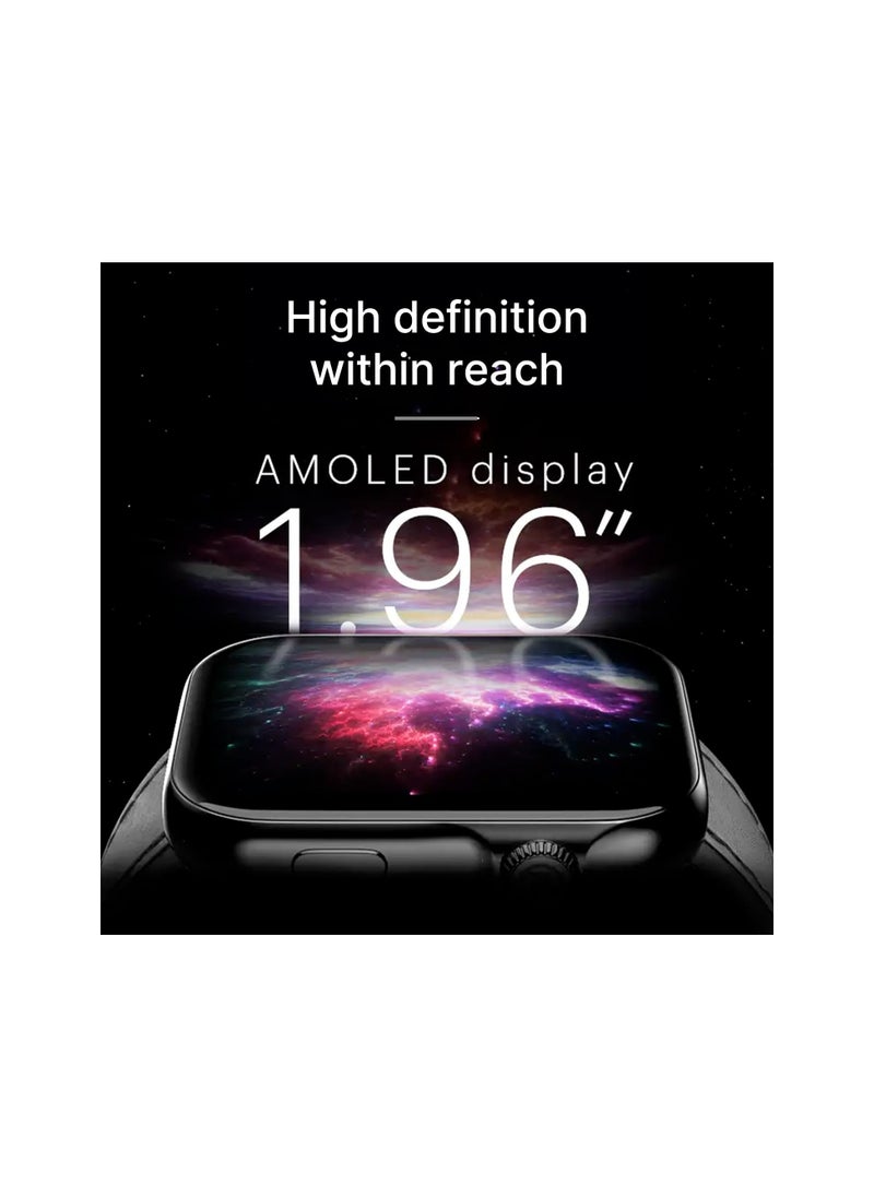 Noise ColorFit Ultra 3 Bluetooth Calling Smart Watch with Biggest 1.96" AMOLED Display, Premium Metallic Build, Functional Crown, Gesture Control with Metallic Strap (Glossy Silver: Elite Edition)
