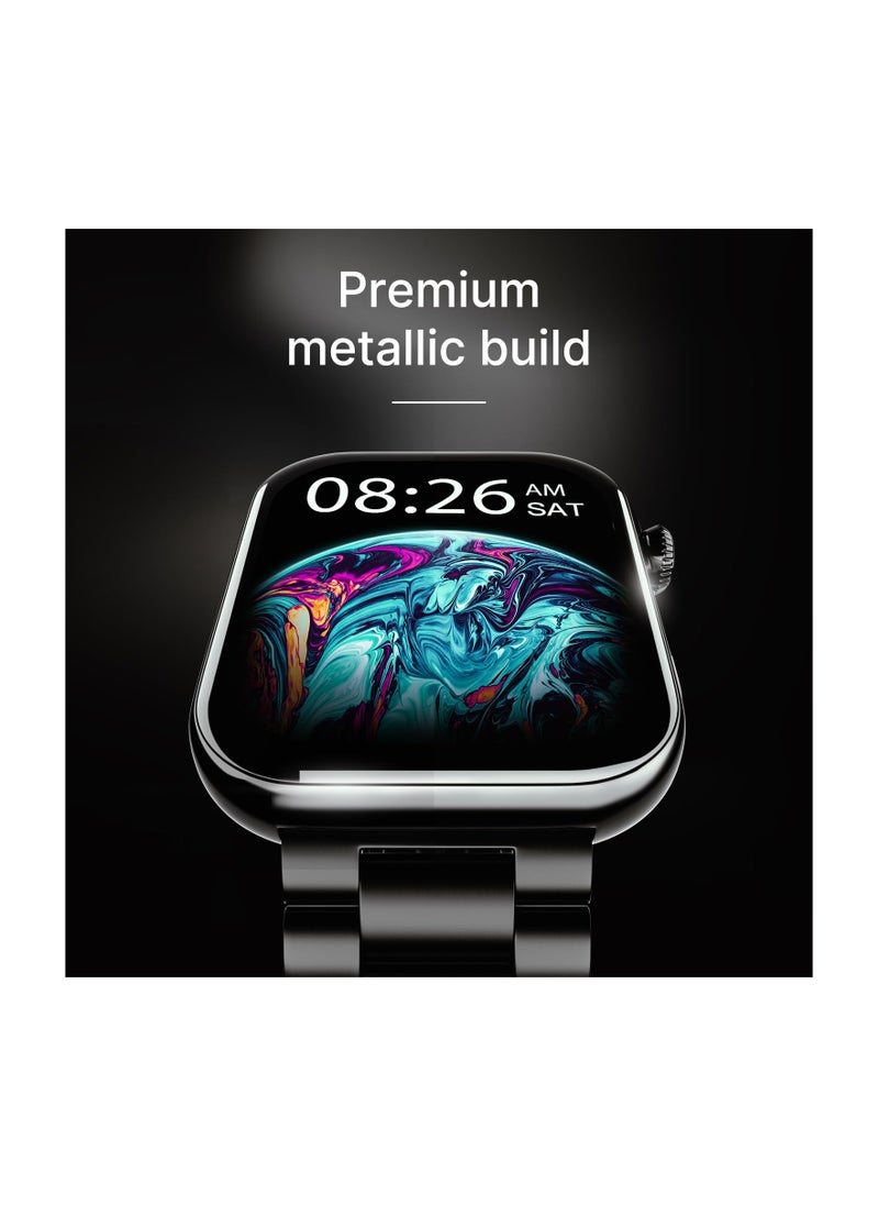 Noise ColorFit Ultra 3 Bluetooth Calling Smart Watch with Biggest 1.96" AMOLED Display, Premium Metallic Build, Functional Crown, Gesture Control with Metallic Strap (Glossy Silver: Elite Edition)