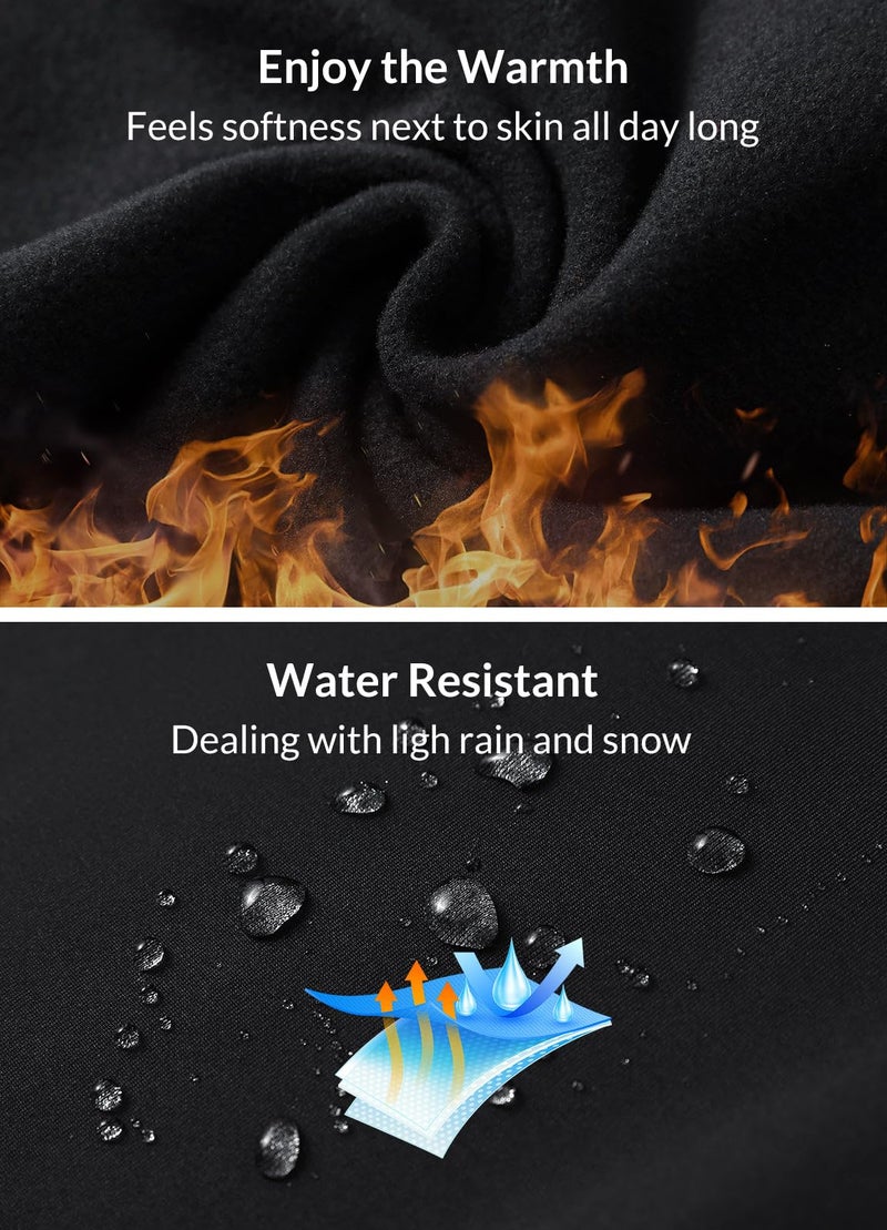 baleaf Women's Fleece Lined Pants Water Resistant Winter Thermal Warm High Waisted Joggers Sweatpants Hiking Running Leggings Black M - Image 2