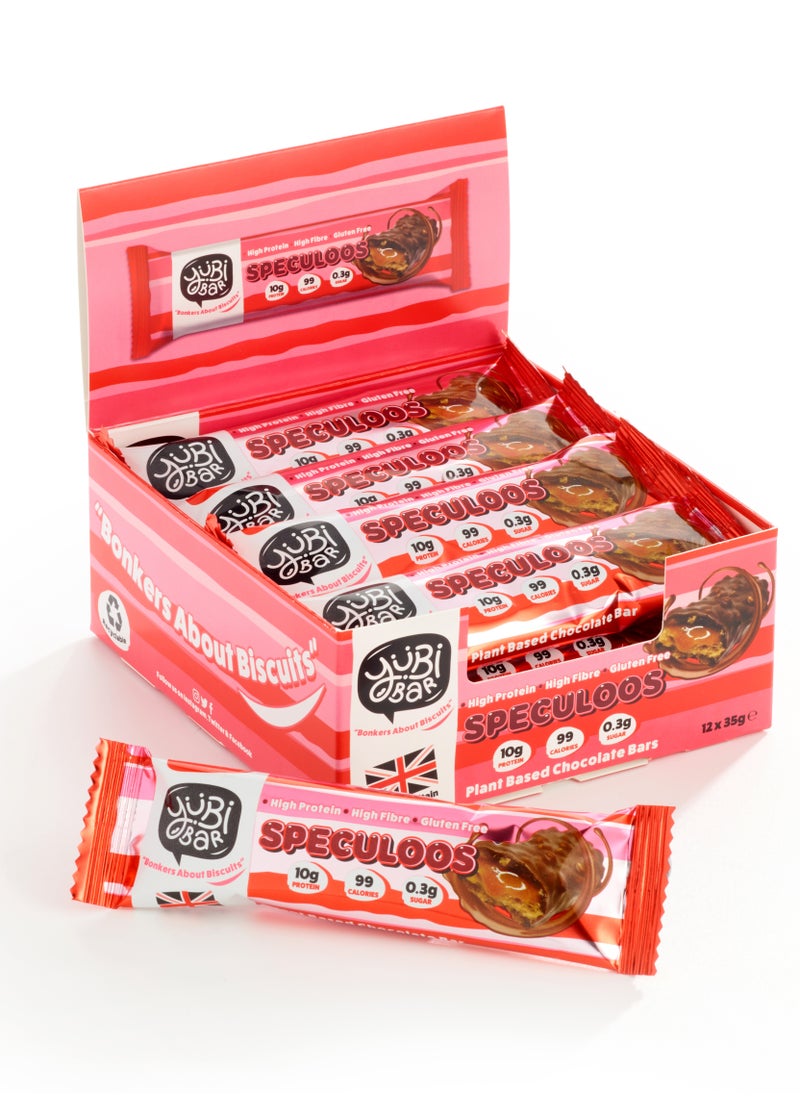 YuBi Bar Yubi Bar Vegan Speculoos Protein Bars – 12 x 35 g (Total 420 g) – 99 Calories, High Protein & Fibre, Low Sugar, Gluten & Dairy-Free Healthy Snack, Made in UK  - Image 1