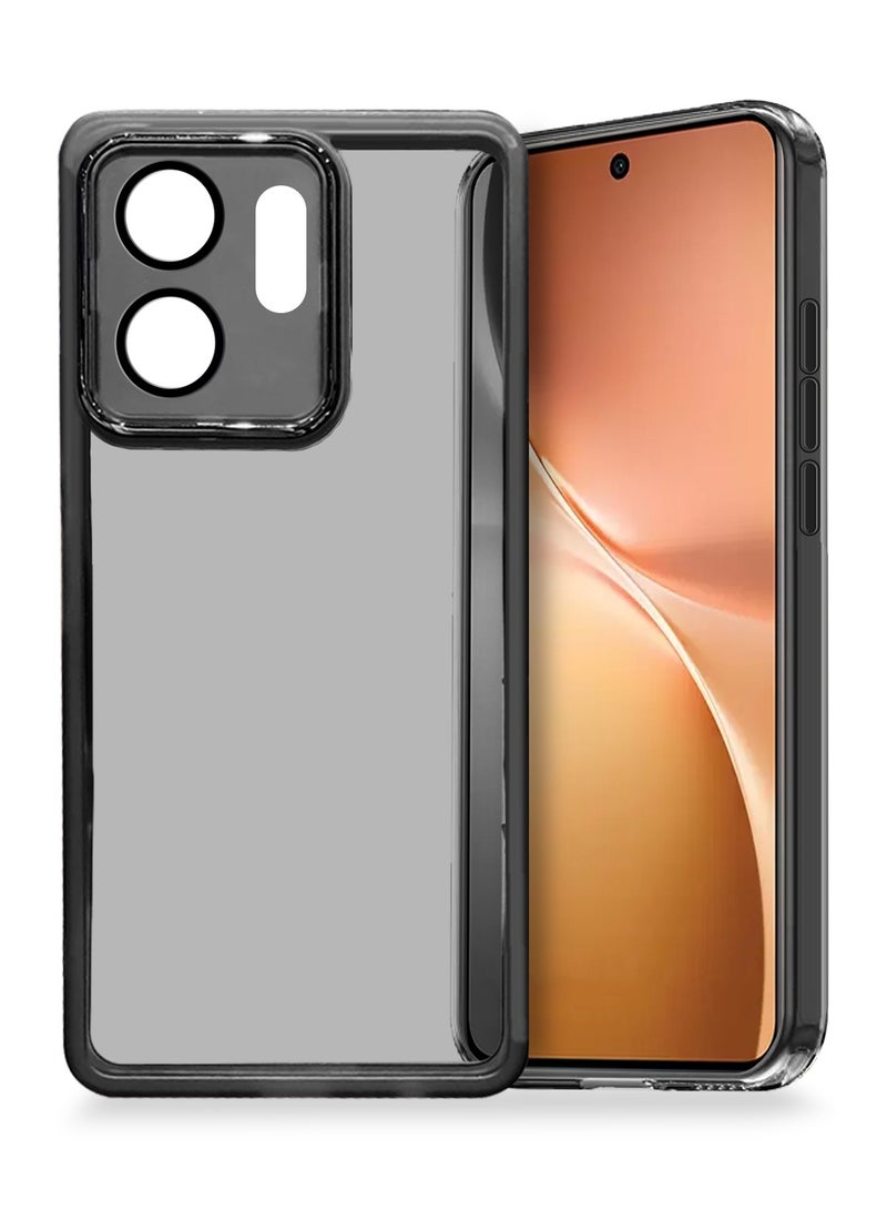Wtech vivo V60 5G 2025 Soft Transparent TPU Camera Lens Protection Silicone Ultra Thin Phone Stylish Electroplated Camera Border Back Case Cover - Black - Image 1