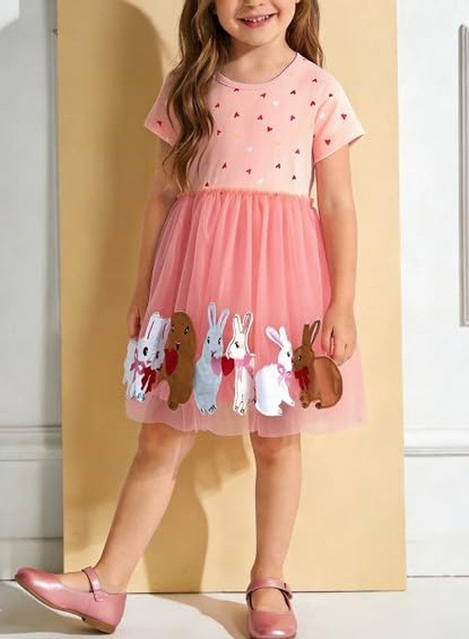 warmstraw Baby Girls Summer Dress Tutu Cotton Cute Princess Cartoon Dresses Soft Breathable Clothes Outfit Rabbit Pattern Pink 2-3T - Image 2