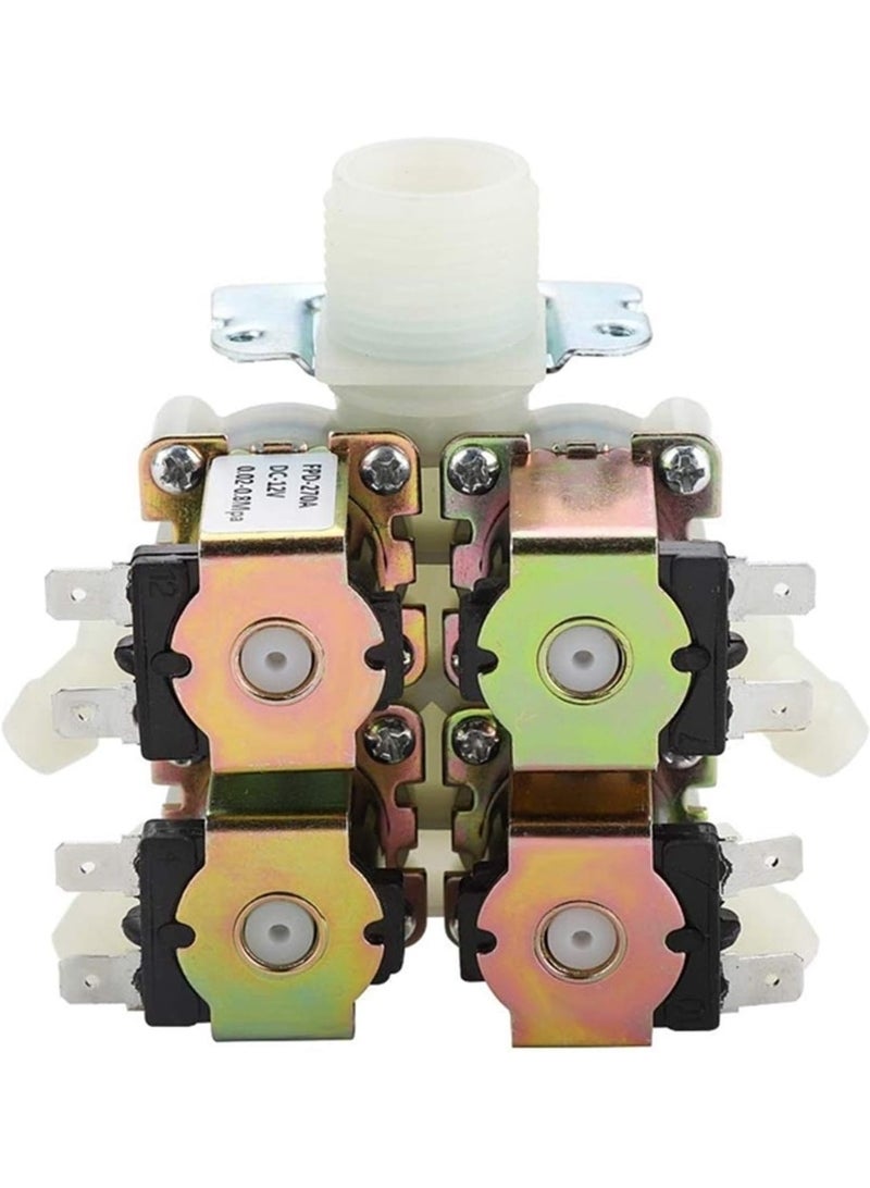 Water Inlet Valve, DC12V DN20 G3/4 inch 1 in 4 Out Plastic Solenoid Valve Electronetic Valve Normally Closed Water Drain Valve - Image 4