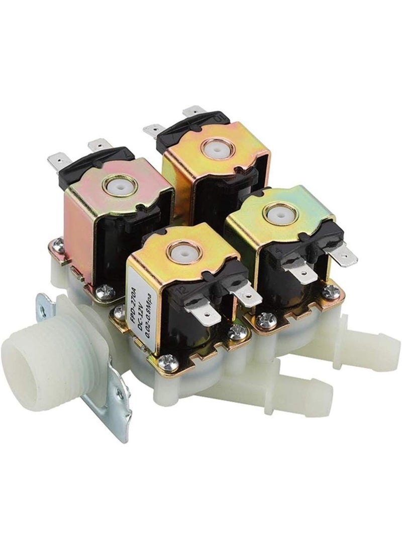 Water Inlet Valve, DC12V DN20 G3/4 inch 1 in 4 Out Plastic Solenoid Valve Electronetic Valve Normally Closed Water Drain Valve - Image 1