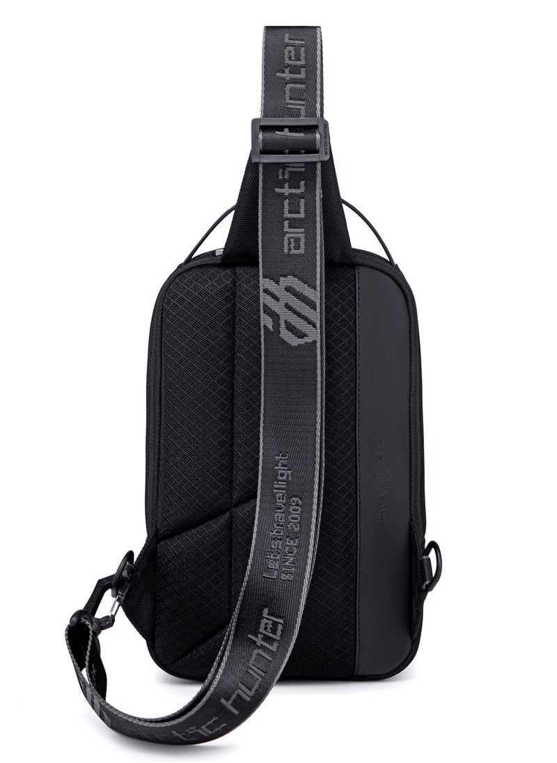 ARCTIC HUNTER Crossbody Sling Bag Synthetic PU Water Resistant Unisex Small Shoulder Bag for Business Travel Outdoor Shopping XB00541 Black  - Image 4