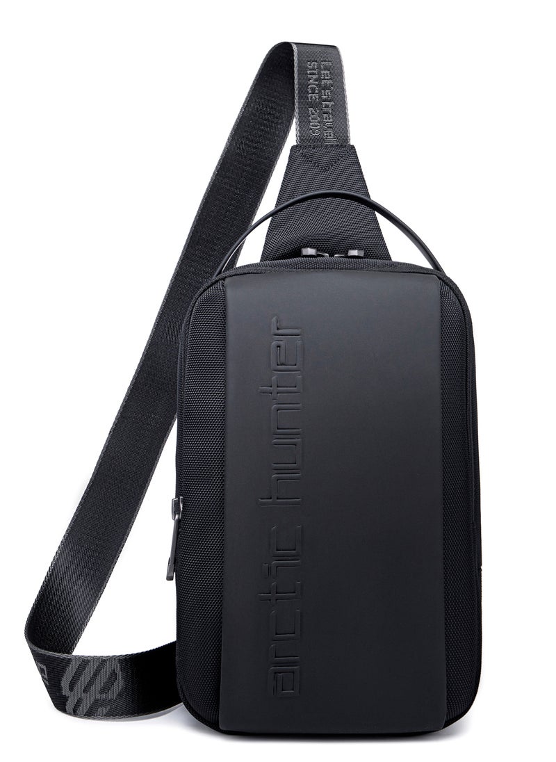 ARCTIC HUNTER Crossbody Sling Bag Synthetic PU Water Resistant Unisex Small Shoulder Bag for Business Travel Outdoor Shopping XB00541 Black  - Image 3
