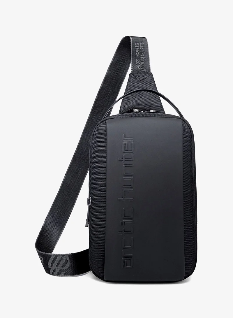ARCTIC HUNTER  Crossbody Sling Bag Synthetic PU Water Resistant Unisex Small Shoulder Bag for Business Travel Outdoor Shopping XB00541 Black  | Best Price UAE