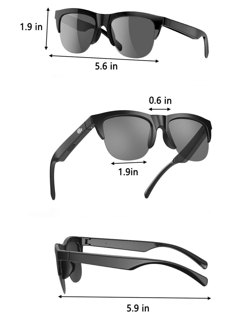 SUKILO - F06 Smart Glasses with Bluetooth, Open-Ear Audio, Microphone, Dual Polarized & Blue Light Filter Lenses, One Size, Unisex – Black - Image 1