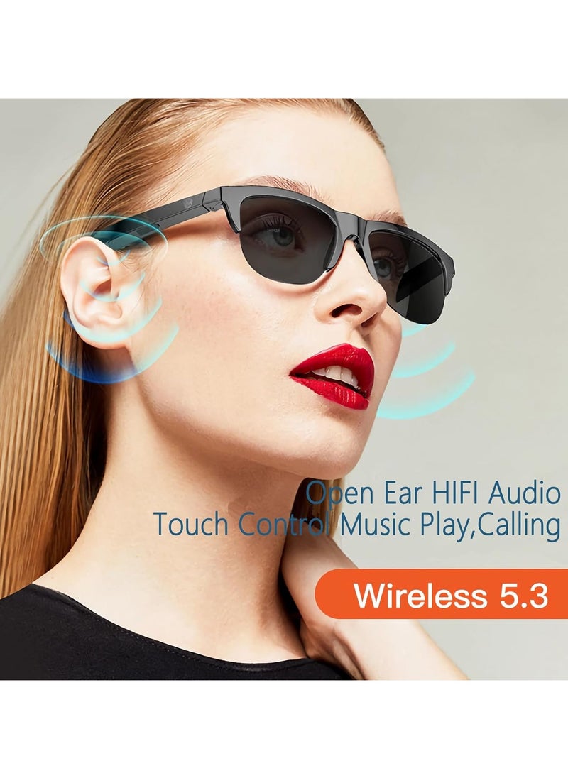 SUKILO - F06 Smart Glasses with Bluetooth, Open-Ear Audio, Microphone, Dual Polarized & Blue Light Filter Lenses, One Size, Unisex – Black - Image 1