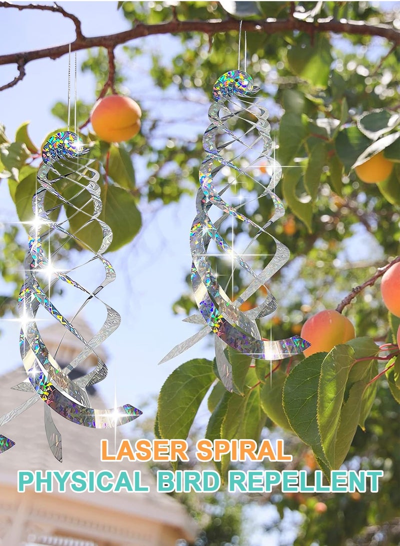 HomarKet 4Pcs Bird Repellent Spiral Reflectors- Hanging Reflective Bird Deterrent Device for Drive Birds Woodpeckers Pigeons Geese Away from The House Garden Swimming Pool - Image 4