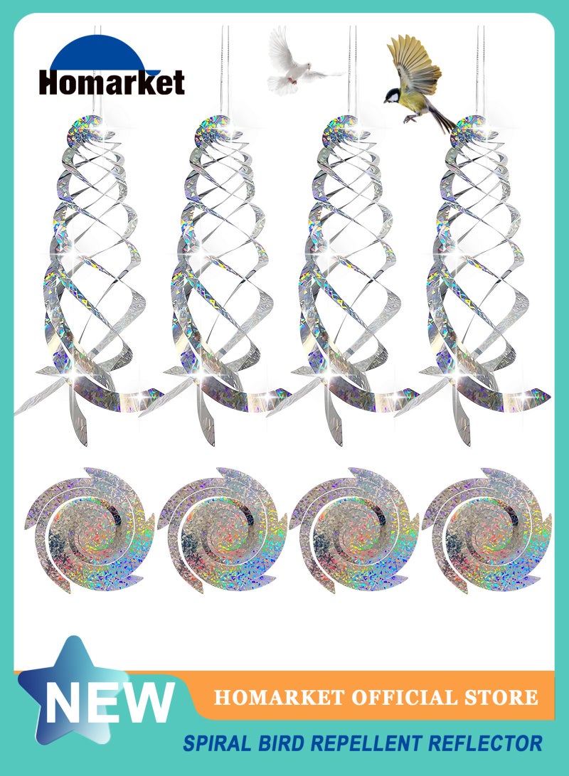HomarKet 4Pcs Bird Repellent Spiral Reflectors- Hanging Reflective Bird Deterrent Device for Drive Birds Woodpeckers Pigeons Geese Away from The House Garden Swimming Pool - Image 1