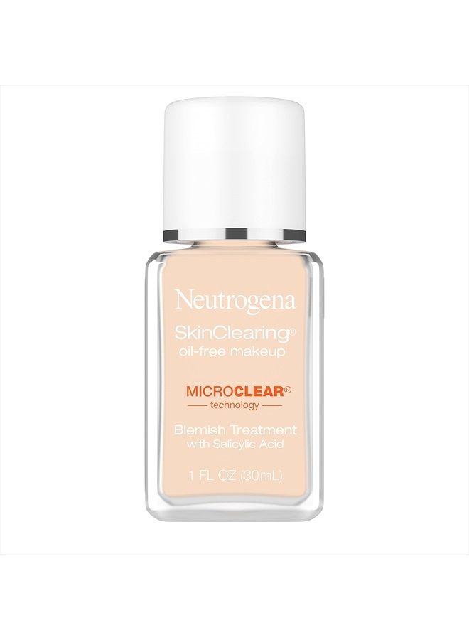 Neutrogena SkinClearing Oil-Free Acne and Blemish Fighting Liquid Foundation with Salicylic Acid Acne Medicine, Shine Controlling, for Acne Prone Skin, 10 Classic Ivory, 1 fl. oz  - Image 1