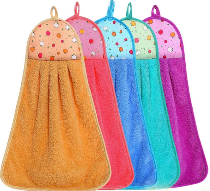 R K Textiles R K Textiles Microfiber wash Basin Hanging Hand Kitchen Towel Napkin with Ties (44x24 cm, Pack of 4, Multicolor) - Image 1