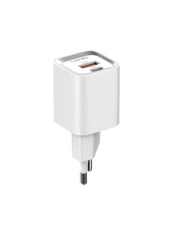 LDNIO A2318C شاحن سريع عالي الجودة بمنفذ الاتحاد الأوروبي (Type-C &amp; USB) 20W PD+QC مع كابل شحن USB من النوع C - أبيض  - Image 1