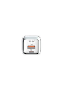 LDNIO A2318C شاحن سريع عالي الجودة بمنفذ الاتحاد الأوروبي (Type-C &amp; USB) 20W PD+QC مع كابل شحن USB من النوع C - أبيض  - Image 4