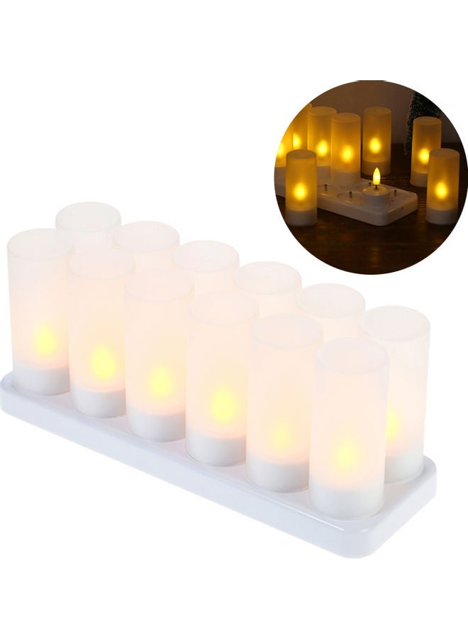 12-Piece LED Rechargeable Flameless Candle Yellow  - Image 1