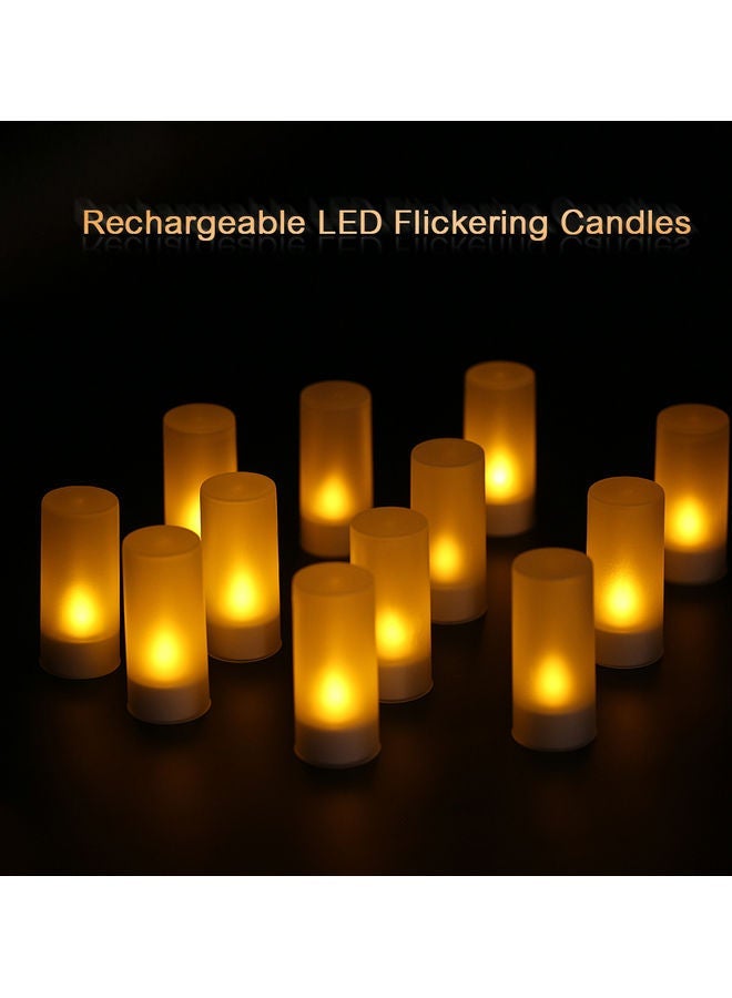 12-Piece LED Rechargeable Flameless Candle Yellow  - Image 2