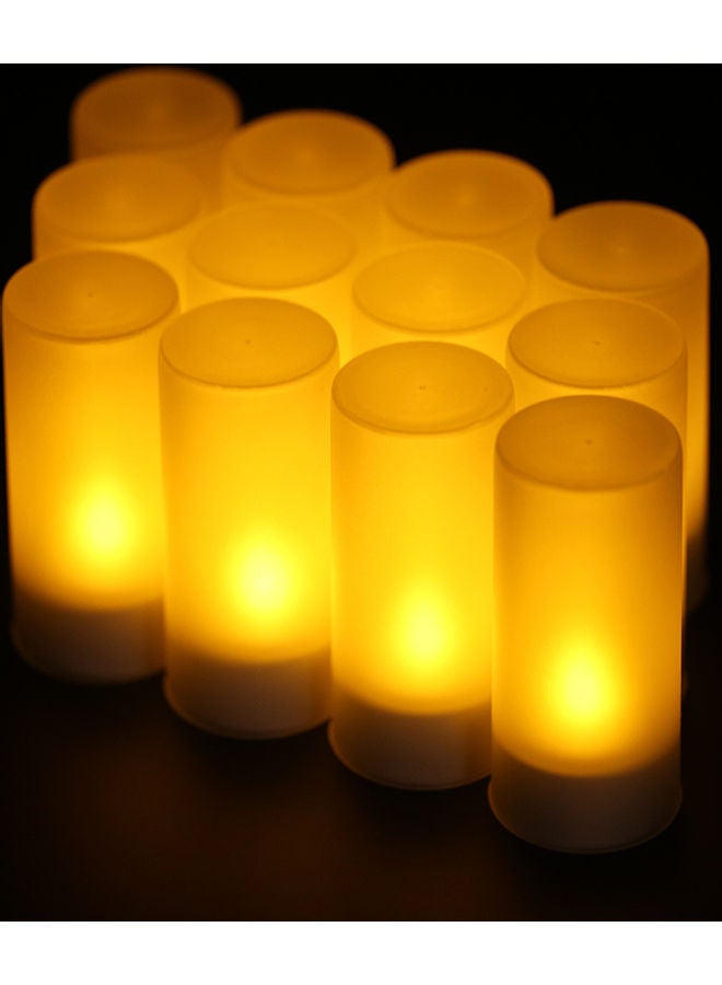 12-Piece LED Rechargeable Flameless Candle Yellow  - Image 4