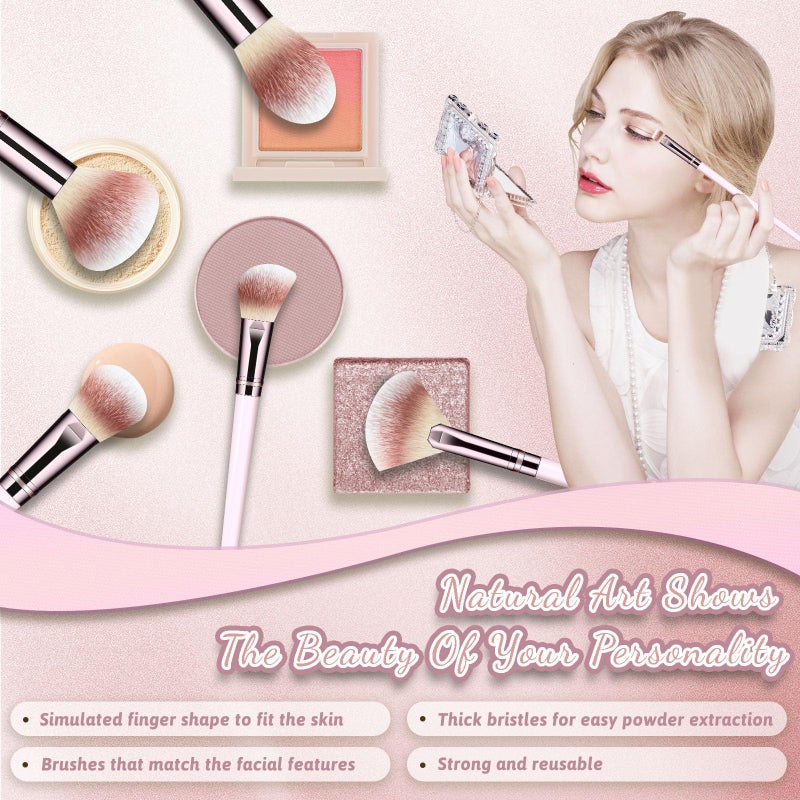 SOYOK Makeup Brush Set, Premium Synthetic 14 Pcs Makeup Brushes, Travel Makeup Brush Set for Foundation, Concealer, Blush and Eyeshadow Brush(Pink) - Image 3