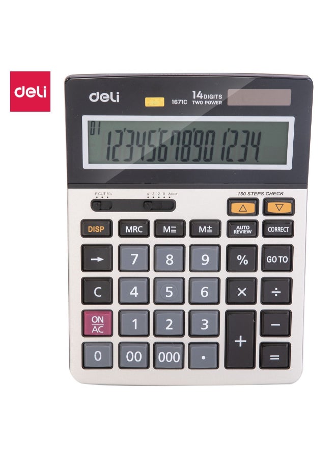 ديلي آلة حاسبة مكتبية 14 رقم بمراجعة وتصحيح 150 خطوة سطح معدني ألوان متعددة 3.75 x 13.5 x 18.5 سم 141406 - Image 2