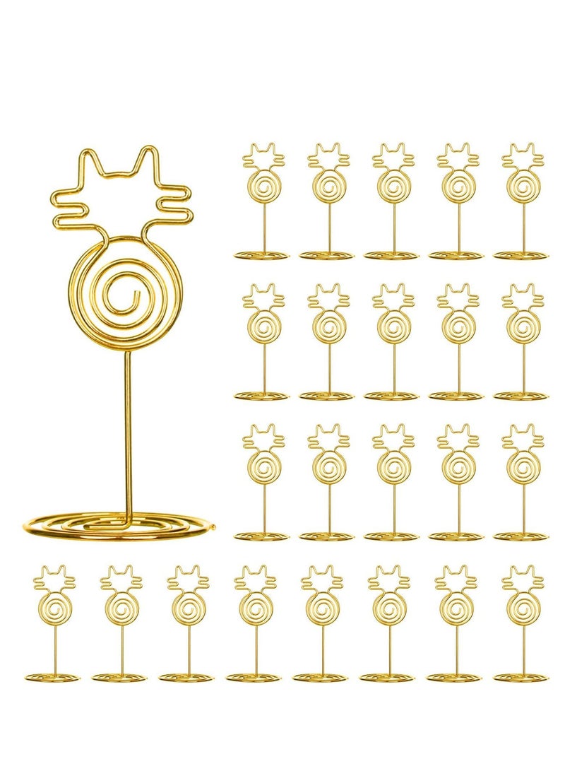 XiuWoo 24PCS Place Card Holders, Table Number Wedding Name Stand Display Holder Photo Sign Food Cards for Party Restaurants Cafe Desk (cat-gold) - Image 1