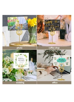 XiuWoo 24PCS Place Card Holders, Table Number Wedding Name Stand Display Holder Photo Sign Food Cards for Party Restaurants Cafe Desk (cat-gold)  - Image 5