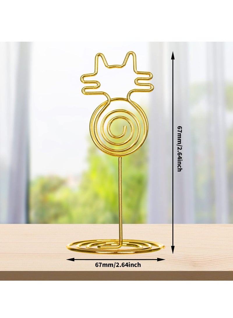 XiuWoo 24PCS Place Card Holders, Table Number Wedding Name Stand Display Holder Photo Sign Food Cards for Party Restaurants Cafe Desk (cat-gold) - Image 3