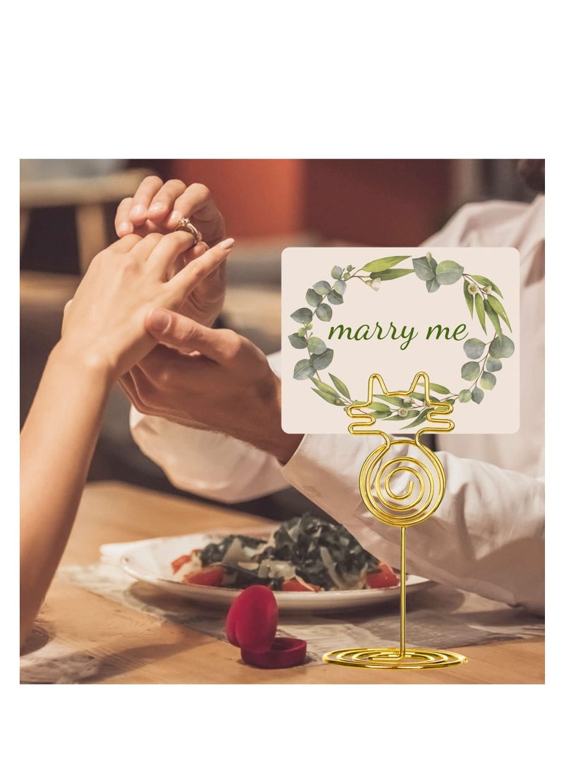 XiuWoo 24PCS Place Card Holders, Table Number Wedding Name Stand Display Holder Photo Sign Food Cards for Party Restaurants Cafe Desk (cat-gold) - Image 2