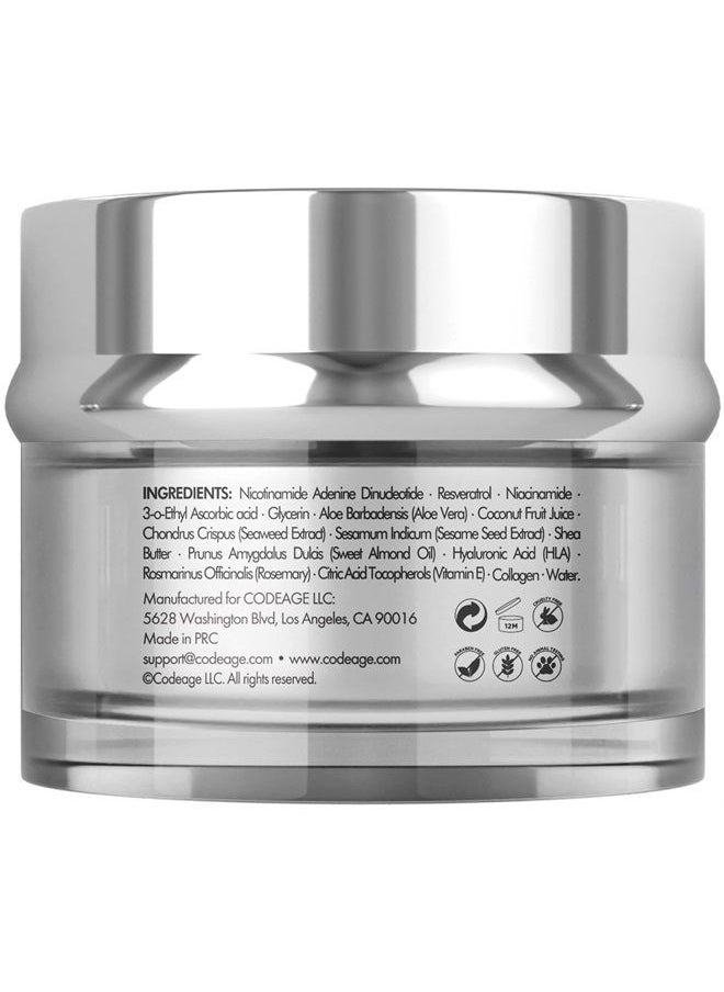 Codeage Eternal Platinum NAD Face Cream, Resveratrol, Collagen, Niacinamide Hyaluronic Acid, Vitamin C & E, Aloe Vera, Shea Butter, Skin Care Wrinkles Moisturizer Firming Tightening, Neck Facial Cream, 1.8 Oz  - Image 3