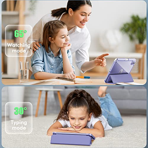 Infiland حافظة INFILAND لجهاز iPad mini 7، حافظة لجهاز iPad mini الجيل السابع (A17 Pro) / الجيل السادس 8.3 بوصة 2024/2021، ظهر شفاف وغطاء واقي من جلد PU مع دعم لحامل القلم وشحن لاسلكي، بنفسجي - Image 5