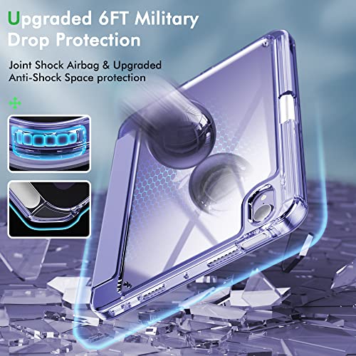Infiland حافظة INFILAND لجهاز iPad mini 7، حافظة لجهاز iPad mini الجيل السابع (A17 Pro) / الجيل السادس 8.3 بوصة 2024/2021، ظهر شفاف وغطاء واقي من جلد PU مع دعم لحامل القلم وشحن لاسلكي، بنفسجي - Image 3
