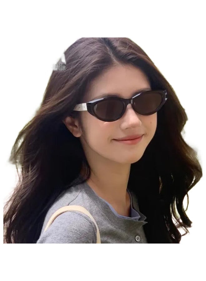 PRSR [Prsr Qianjin Frame] Sunglasses, Retro Uv Protection, Cat-Eye Sunglasses Ds3062 - B Black Polarized - Image 1