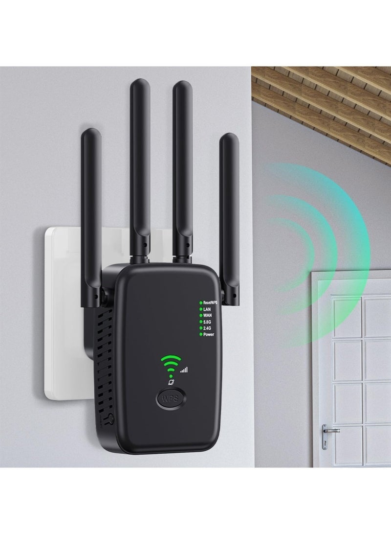Best Wifi Extender, WiFi Signal Repeater, 1200Mbps, 5G/2.4G Dual Band WiFi Extender, AC1200 WiFi Range Extender, Broadband/Wi-Fi Extender, One-touch Setting, Plug And Play - Image 1