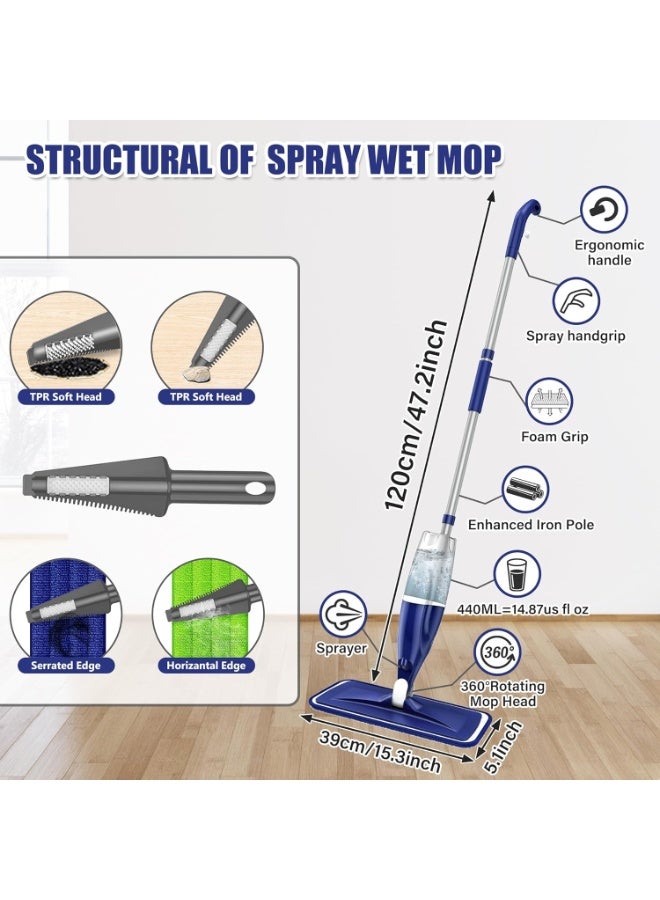 Microfiber Spray Mop for Floors – Wet & Dry Mop for Hardwood, Tile, Laminate, Vinyl, Marble, Ceramic with 1 Washable and Reusable Pad, 360° Rotating Head, Refillable Water Bottle, Perfect for Home, Office, Pets, Tight Spaces, Floor Cleaning and Multi-Surface Use - Image 4