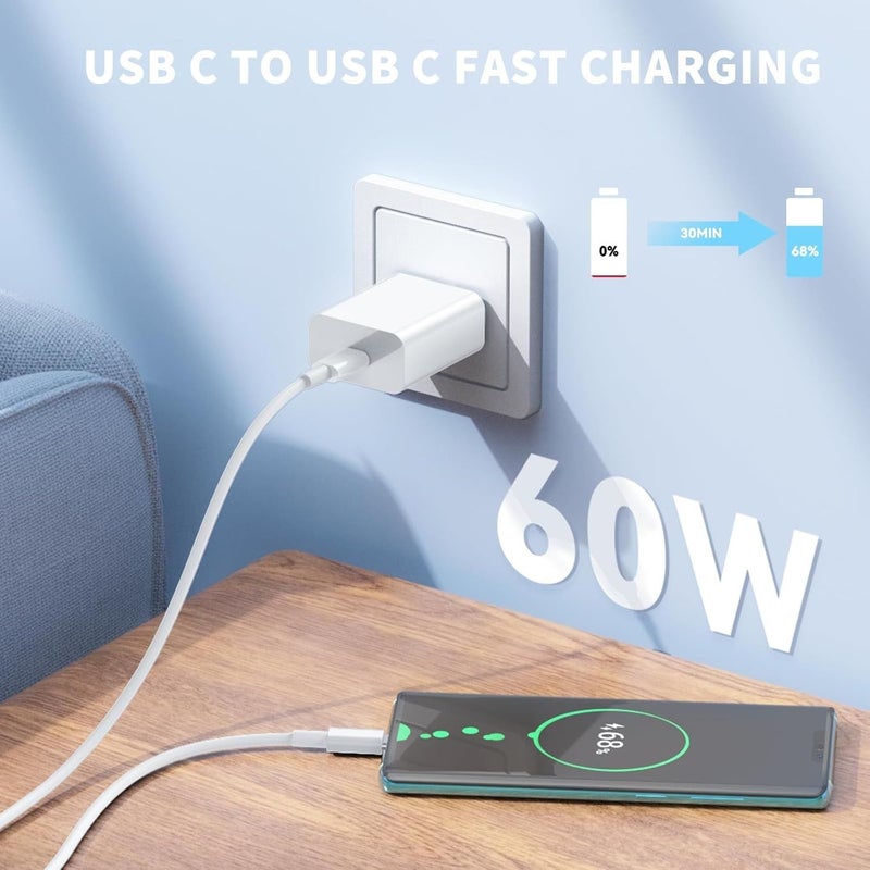 USB C to USB C Cable 3FT 60W Yellow Type C Fast Charging Cord for iPhone Samsung Galaxy and MacBook Air - Image 3