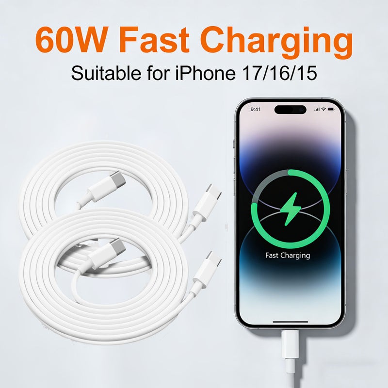 USB C to USB C Cable 3FT 60W Yellow Type C Fast Charging Cord for iPhone Samsung Galaxy and MacBook Air - Image 1