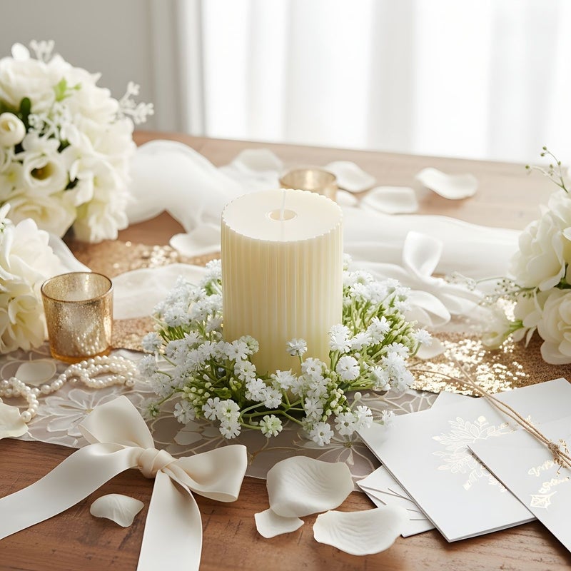 Set Of 2 Mini Artificial Gypsophila Wreaths White Faux For Wedding Porch Decor - Image 2