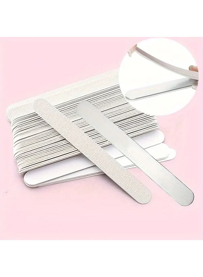 100 Pieces 80 Grit Straight Sandpaper Nail Files With Removable Stainless Steel Plate For Coarse Filing - Image 1