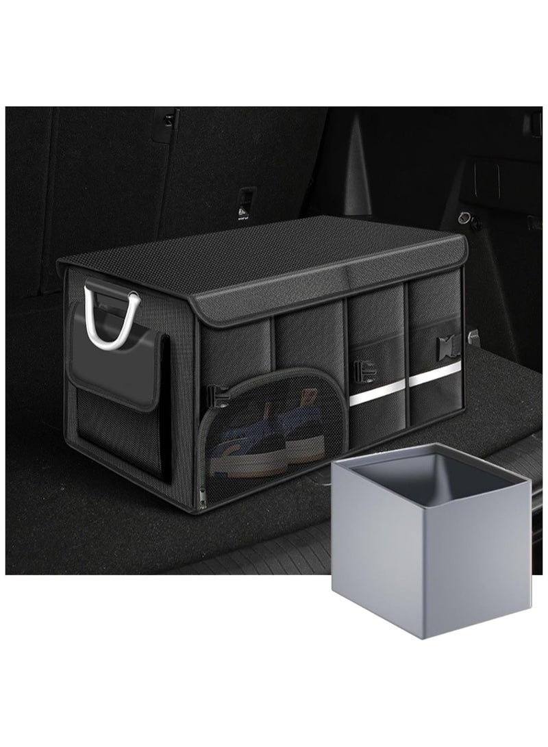 Car Organizer Trunk Carrier Storage Box with Lid and Waterproof Bag – 72L Collapsible Cargo Organizer for Sedans, Hatchbacks, Vans, Cars, SUVs – Heavy Duty Foldable Trunk Storage with Dividers & Non-Slip Bottom  - Image 1