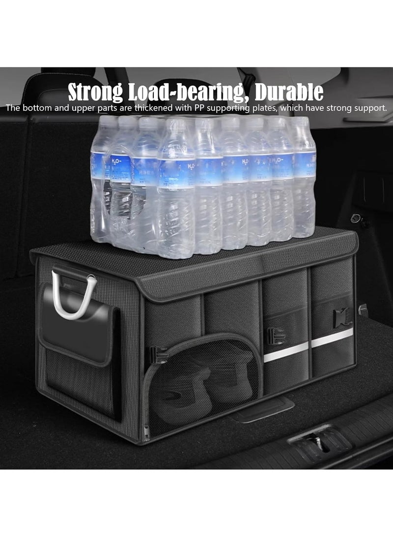 Car Organizer Trunk Carrier Storage Box with Lid and Waterproof Bag – 72L Collapsible Cargo Organizer for Sedans, Hatchbacks, Vans, Cars, SUVs – Heavy Duty Foldable Trunk Storage with Dividers & Non-Slip Bottom  - Image 3