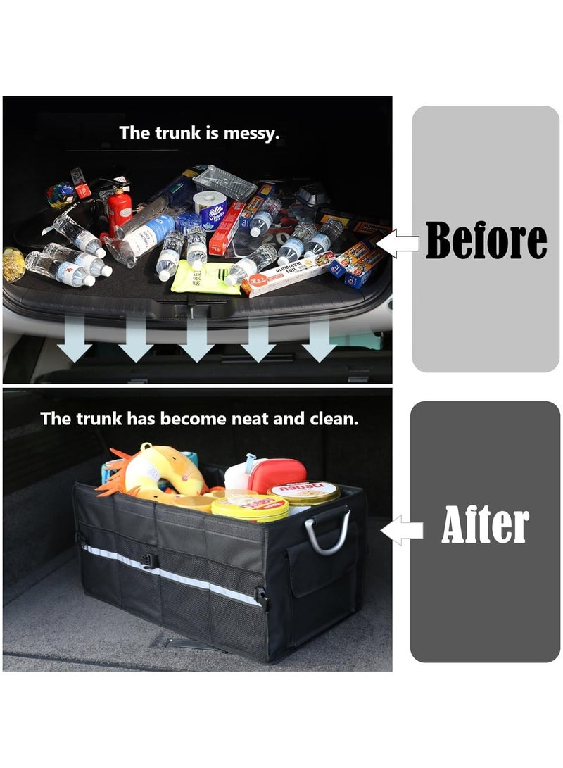 Car Organizer Trunk Carrier Storage Box with Lid and Waterproof Bag – 72L Collapsible Cargo Organizer for Sedans, Hatchbacks, Vans, Cars, SUVs – Heavy Duty Foldable Trunk Storage with Dividers & Non-Slip Bottom  - Image 4