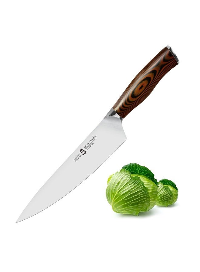 TUO Damascus Chef's Knife - Kitchen Knives - Japanese AUS10 HC 67 Layers Steel with Dragon Pattern - Ergonomic Pakkawood Handle - 20cm - Fiery Phoenix Series Including Gift Box - Image 4