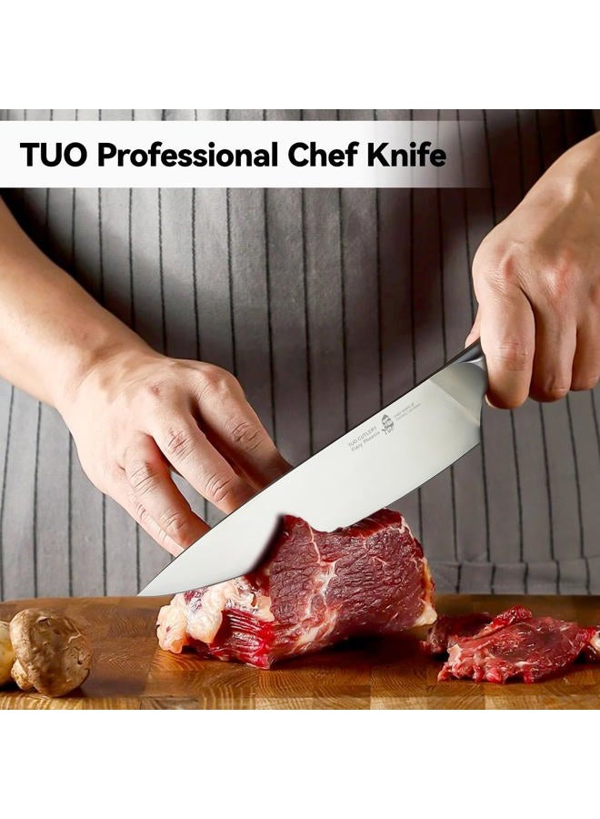 TUO Damascus Chef's Knife - Kitchen Knives - Japanese AUS10 HC 67 Layers Steel with Dragon Pattern - Ergonomic Pakkawood Handle - 20cm - Fiery Phoenix Series Including Gift Box - Image 3