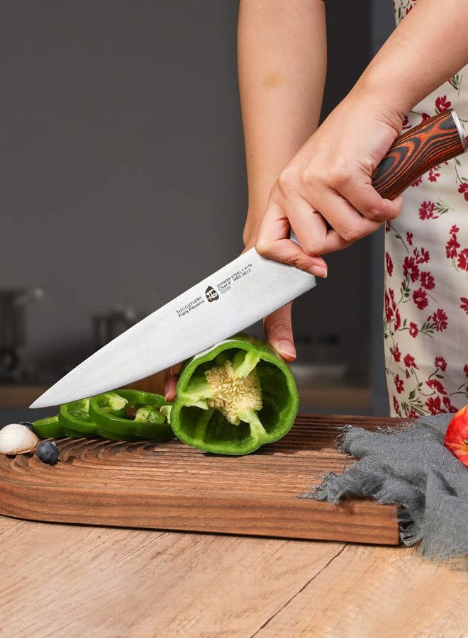 TUO Damascus Chef's Knife - Kitchen Knives - Japanese AUS10 HC 67 Layers Steel with Dragon Pattern - Ergonomic Pakkawood Handle - 20cm - Fiery Phoenix Series Including Gift Box - Image 2